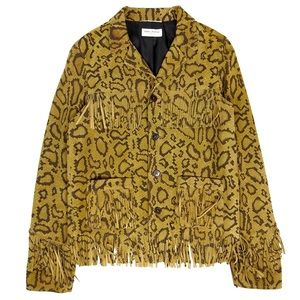 Hedi Slimane Suede Fringe Jacket, Saint Laurent, Snake print, new with tags